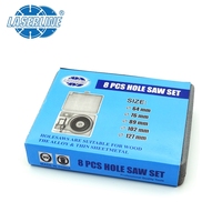 Kit de 8 scies cloches en acier au carbone pour le bois, avec mandrin et clé hexagonale, pour percer le bois, le PVC et les plaques de plâtre