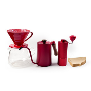 Lhopan Pour Over Coffee Set Red 5 Piece Filter Coffee Maker Gift Set - Product Image 3
