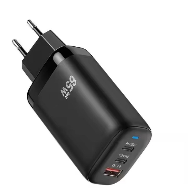 65W Gan Charger 2C+A Fast Charging Power Adapter USB C Phone Charger with LED Display Lamp