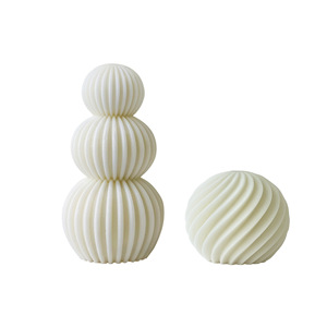 Bougie parfumée nordique côtelée en forme de boule, spirale rayée, empilable, décoration d'intérieur, cadeau - Product Image 5