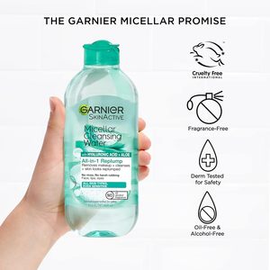 Agua micelar Garnier con ácido hialurónico para todo tipo de piel, limpiador facial hidratante y desmaquillante, reafirmante - Product Image 6