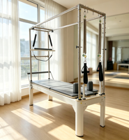 Table de Pilates Professionnelle 3-en-1 avec Rail Fixe, Reformer et Trapèze – Équipement Multifonctionnel pour Studio de Pilates