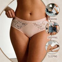 Celana Dalam Wanita Berenda Grosir, Kain Elastis Berwarna Solid, Celana Dalam Katun Seksi yang Bernapas
