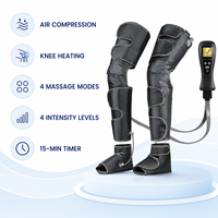 Masseur de jambes chauffant à compression d'air pour les genoux avec 4 modes, 4 niveaux d'intensité et télécommande pour usage quotidien à domicile, gris