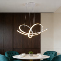 Lustre LED en forme de cœur blanc de luxe JACKSUN, lampe suspendue en aluminium, gradation avec télécommande pour restaurant, lumière de table à manger