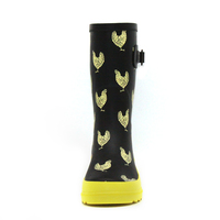 Bottes de pluie en caoutchouc pour femmes, imprimé Teckel tendance, avec boucle latérale réglable, imperméables, pour jardin et extérieur