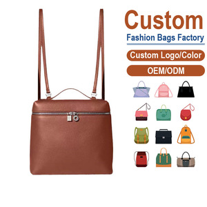 New Premium Top Layer Cowhide LP <b>Backpack</b> <b>Large</b> Capacity Minimalist Lunch Box Bag Versatile Handheld Shoulder Travel Rucksack - Product Image 1