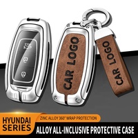Étui de clé de voiture de luxe personnalisable pour Hyundai, produits phares, clés de voiture en métal, alliage de zinc avec logo de voiture, porte-clés adapté au modèle