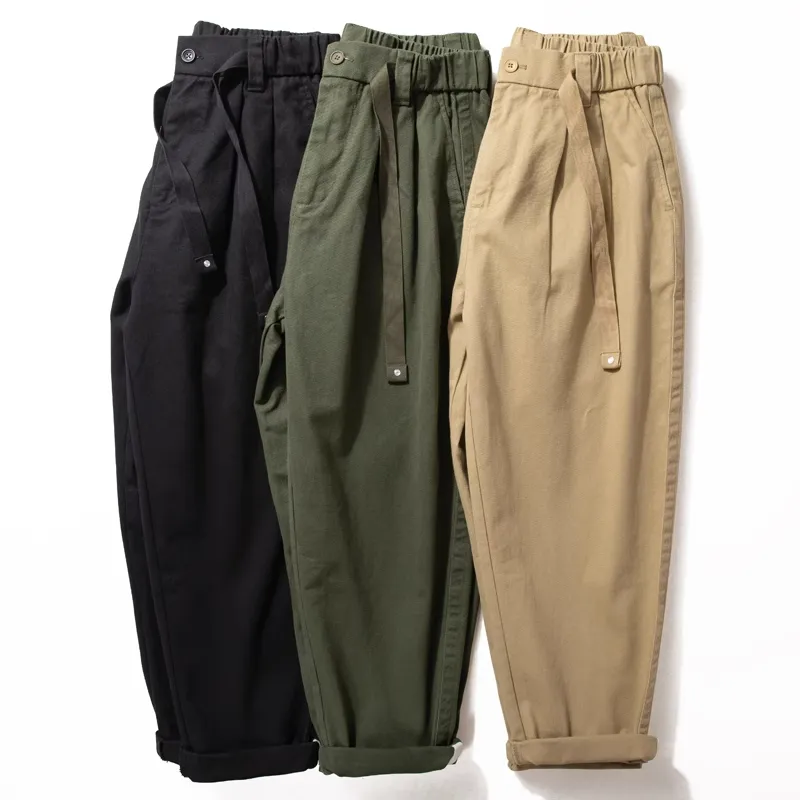 Monos de estilo americano para hombre, pantalones Harem holgados de otoño e invierno, pantalones Retro versátiles de algodón puro, pantalones casuales para hombre