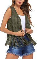 Western Cowgirl 70s Hippie Costume Faux daim cuir gland frange Rivets gilet veste Cardigan vêtements d'extérieur