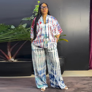 Pour l'Europe et l'Amérique, Nouveauté Printemps 2026, Ensemble deux pièces décontracté en polyester, pantalon ample à jambes larges imprimé style ethnique - Product Image 4