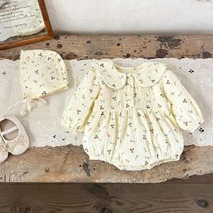 Mono de Bebé Niña Estilo Ins Primavera 2026 con Cuello de Muñeca y Estampado Floral, Mono de Algodón Puro Suave para Bebés y Niños Pequeños - Product Image 1