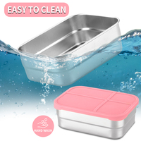 Vente en gros Récipient de stockage d'aliments étanche Boîte à lunch Bento en acier inoxydable de qualité alimentaire avec couvercles en silicone