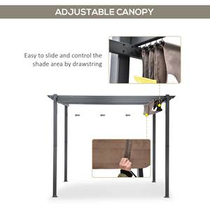 Brown 10' X 10' <strong>Aluminum</strong> <strong>Pergola</strong> Gazebo with Sunshade <strong>Retractable</strong> Canopy for Garden, Park, Pool, Park and Outdoor - Product Image 5