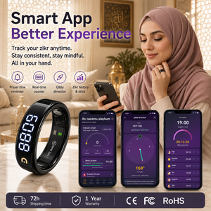 Bague de Dhikr en acier inoxydable avec écran OLED, vibration et comptage automatique pour le Hajj, l'Omra et la prière – Vente directe usine - Product Image 4