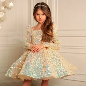 Child Girls Evening Shiny Dress For Wedding Party Formal Luxury