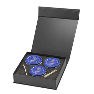 Custom logo print luxury caviar jar packaging gift box for caviar