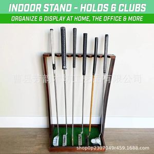 Support de rangement intérieur pour clubs de golf en bois massif avec base verte pour clubs et balles de golf - Product Image 3
