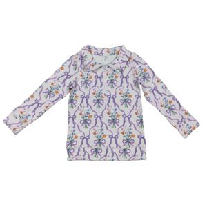GT1371 RTS YOGA – haut de yoga pour bébé fille, adorable, avec nœuds violets et imprimé fleurs, pull pour enfants, ensemble de vêtements pour tout-petits avec fermeture éclair - Product Image 1