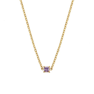 Crystal Necklace Gold Chain With Zircon Amethyst Emerald Bezel Setting Clavicle Chain For Women Everyday Wear - Product Image 5
