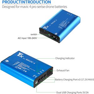 Chargeur intelligent compatible avec la batterie et la télécommande DJI <span class=keywords><strong>Mavic</strong></span> 4 <span class=keywords><strong>Pro</strong></span>, hub de charge, chargeur multiple avec port USB - Product Image 4