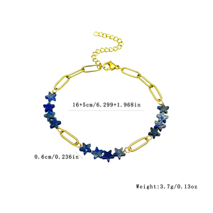 Wholesale Minimalist Natural Stone Star <b>Bracelet</b>, Stainless Steel Chain Jewelry for Mother's Day Gifting - Product Image 4