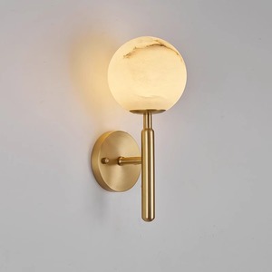 Lámpara de pared minimalista con pantalla de mármol, fuente de luz LED, base de bombilla E27 para dormitorio, sala de estar, pasillo, escalera - Product Image 1