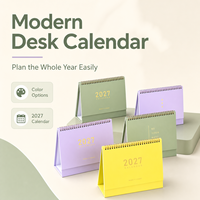 Calendrier de bureau minimaliste 2027 en papier fantaisie, planificateur mensuel, ornement de bureau, organisateur de planning, cadeau, estampage à chaud, thème macaron