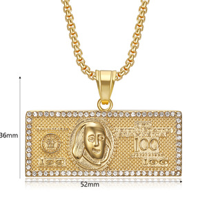 Collana di lusso da uomo in acciaio inossidabile placcato oro segno del dollaro ciondolo con diamanti incrostati soldi per colletto <span class=keywords><strong>Rap</strong></span> cantante <span class=keywords><strong>Hip</strong></span> <span class=keywords><strong>Hop</strong></span> - Product Image 6