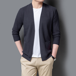 Derong Manufacturer ODM/OEM Knit Man <strong>Cardigan</strong> Sweater with Pocket Casual Pure Color <strong>Men's</strong> Sweater <strong>Cardigan</strong> for <strong>Men</strong> - Product Image 2