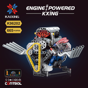 K96202 2025 nuova parte tecnica del <span class=keywords><strong>motore</strong></span> motorizzato V8 modello con assemblaggio leggero di giocattoli in mattoni set di blocchi regalo - Product Image 3