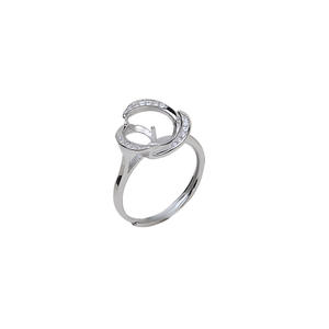 Bague ouverte en argent S925 pour femme avec perle réglable de 9 mm, support d'accessoires DIY, taille 195, bagues à perles - Product Image 5