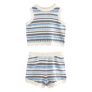 L'etichetta privata di alta qualità personalizza Top in maglia e Set corto Set estivi per bambini piccoli - Product Image 2