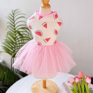 Ropa personalizada para mascotas, vestidos para perros con estampado de frutas en rojo y rosa, ropa y accesorios para Teddy, Bichon, Pomeranian. - Product Image 1