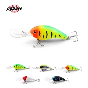 JIGBASS YE060 105mm 120mm Artificial Topwater Isca Dura Wobbler Crankbait Flutuante Truta Baixo Isca De Manivela De Pesca