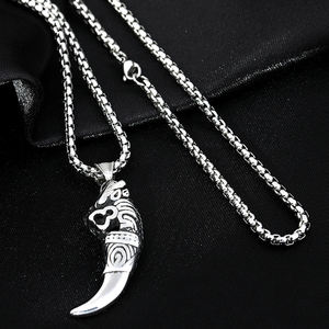 Chất lượng cao xu hướng người đàn ông bạc mạ đen chuỗi hip hop phong cách Wolf răng Thống Trị Vòng cổ - Product Image 3