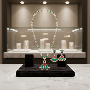 Perhiasan Set Lapis Emas Rose <span class=keywords><strong>Gold</strong></span> Mewah Grosir Desain Baru Gaya Liontin Kipas Populer <span class=keywords><strong>Dubai</strong></span> untuk Acara Hadiah - Product Image 3