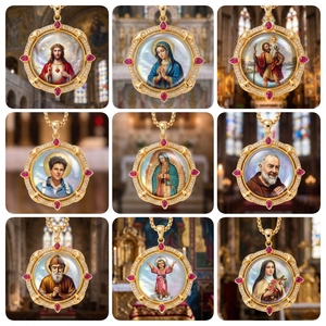 Colgante de Nácar <span class=keywords><strong>Divino</strong></span> Niño Jesús para Bautizo de Bebé, Collar de Protección Católico de Devoción Hispánica, Venta al por Mayor - Product Image 4