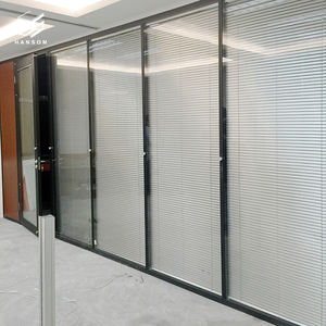 Paredes de partición de oficina de madera extraíbles acústicas de aluminio modernas Apilamiento de oficina Partición de pared temporal operable Pared móvil - Product Image 4