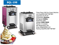 Machine à glace molle Wiberda professionnelle de comptoir, en acier inoxydable 201, refroidissement par air, R134a/R404, 3 saveurs, pour petits espaces