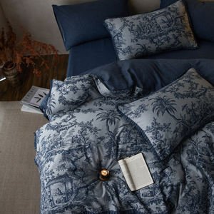 Housse de couette en jacquard tissé de couleur architecture à l'encre de style manoir français, taille Queen, ensemble de literie en coton 60 fils - Product Image 3