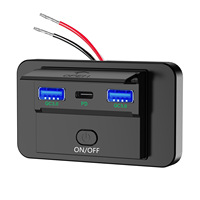 Port USB double QC3.0 18W et USB-C PD 20W pour voiture, moto, camping-car, bateau, marine, voiturette de golf avec interrupteur d'alimentation