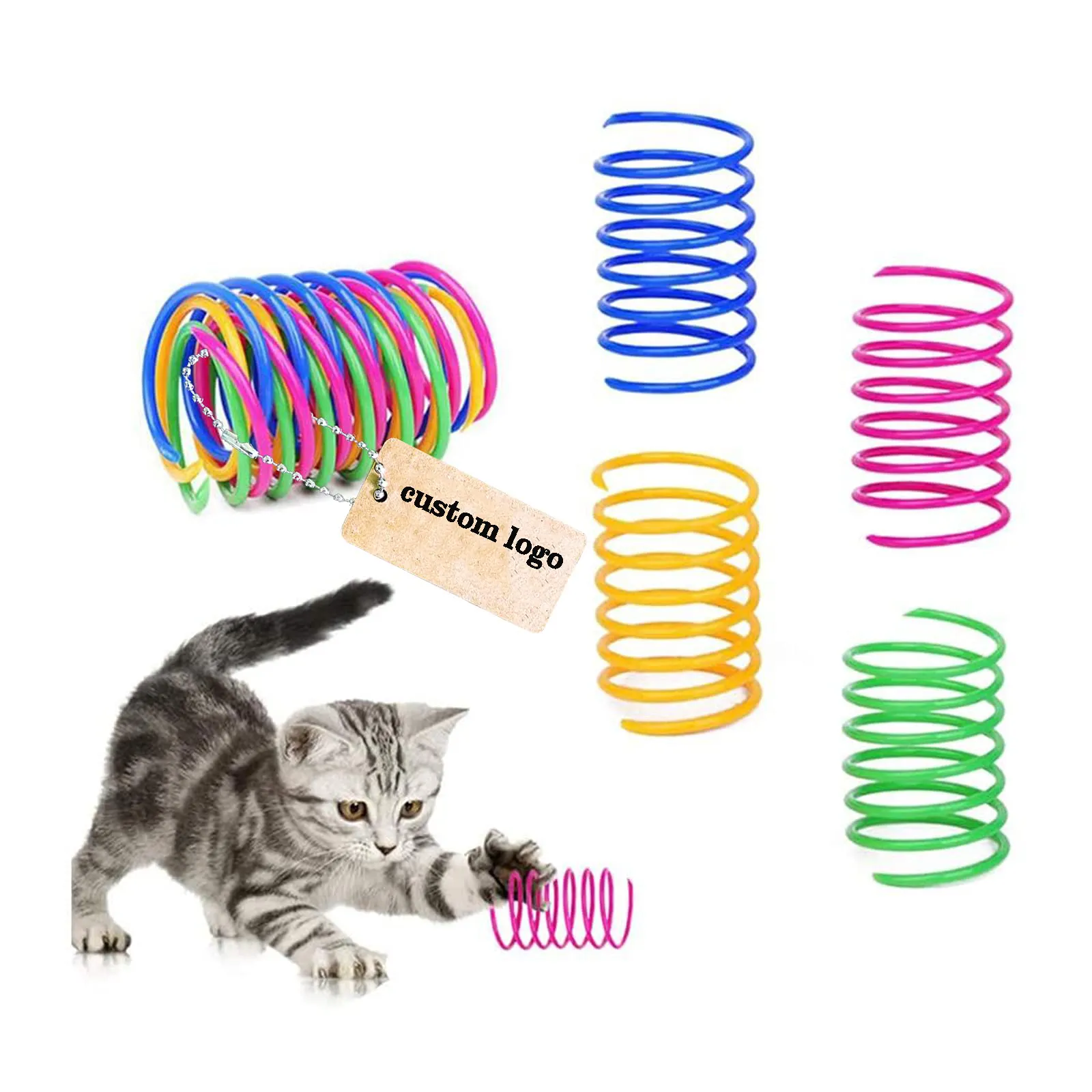 Juguete creativo de primavera en espiral para gatos, 4 Uds. Para matar el tiempo y mantenerse en forma, juguete colorido de plástico pesado duradero interactivo para golpear