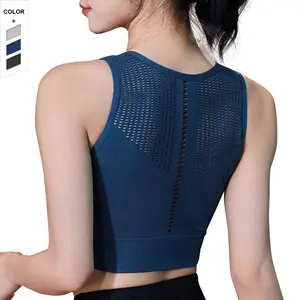 Hot Sale Women Racer Back Sports Bra Removable Cups High Impact Gym Fitness Ladies Yoga Crop Top Push Up Bra For Women