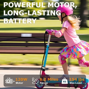 Entrepôt USA - <span class=keywords><strong>Trottinette</strong></span> électrique pour enfants, vitesse maximale de 7,5 mph et autonomie de 6,2 miles, moteur de 120 W, guidon réglable, pour les enfants de 6 à 12 ans - Product Image 4
