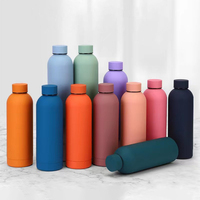 멋진 500ml 개인 맞춤형 로고 고무 핫앤콜드 보온 스테인리스 물병 여행용 보틀 음료 텀블러 손잡이 포함