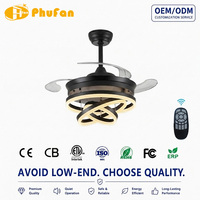 Ventilateur de plafond sans pales rétractable avec lumière, 3 pales, télécommande, LED dimmable, modes de changement de couleur, moteur DC 6 vitesses, moderne, pour salon