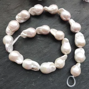 Environ 20MM de perles naturelles en vrac d'eau douce, énormes brins de perles baroques blanches réelles pour la fabrication de bijoux, de bracelets et de colliers