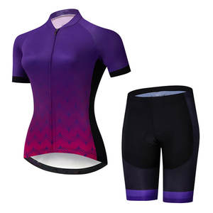 Conjunto de Jersey y Pantalones Cortos de Ciclismo para Mujer, Paneles de Malla de Secado Rápido, Transpirable, Absorbe la Humedad, para Carreras de Carretera - Product Image 1