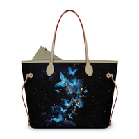 Sac fourre-tout spacieux en PU à imprimé papillon, 2 pièces, avec pochette, nouveau produit, élégant sac à bandoulière pour femme